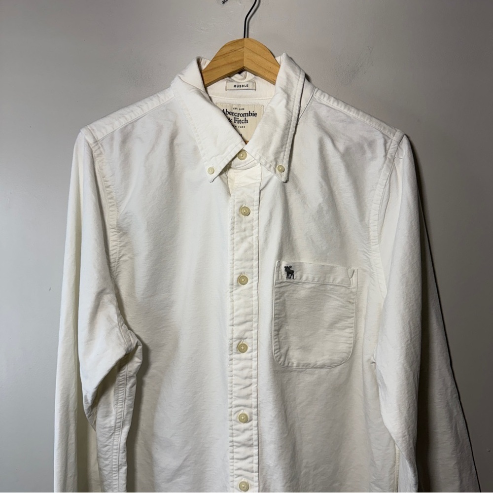 Abercrombie & Fitch White Button Up Shirt Size XXL 100% Cotton - Picture 2 of 9